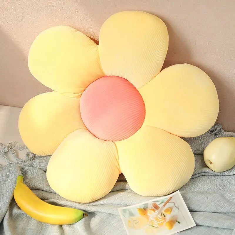 Décoration | Coussin Fleur™ Pétales jaune et coeur rose